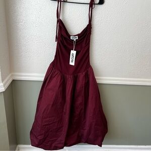 Amylynn Burgundy Midi NWT puffball dress